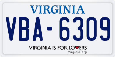 VA license plate VBA6309