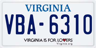 VA license plate VBA6310