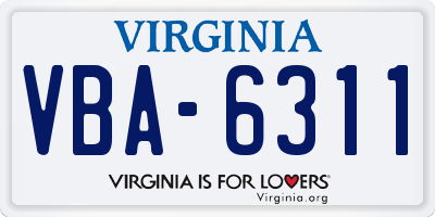 VA license plate VBA6311