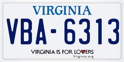 VA license plate VBA6313