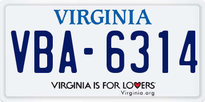 VA license plate VBA6314