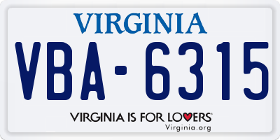 VA license plate VBA6315