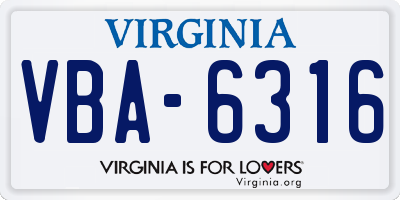 VA license plate VBA6316