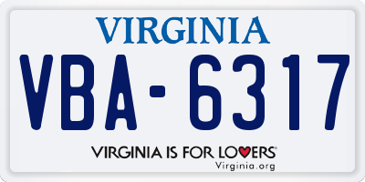 VA license plate VBA6317