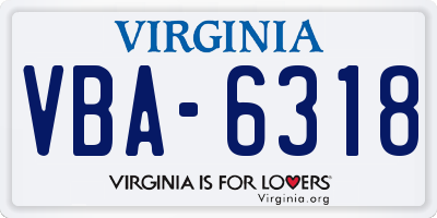VA license plate VBA6318