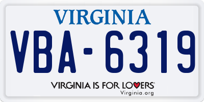 VA license plate VBA6319