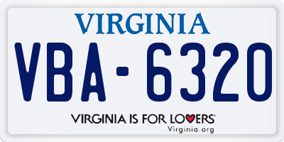 VA license plate VBA6320