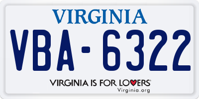 VA license plate VBA6322