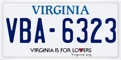 VA license plate VBA6323