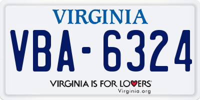 VA license plate VBA6324