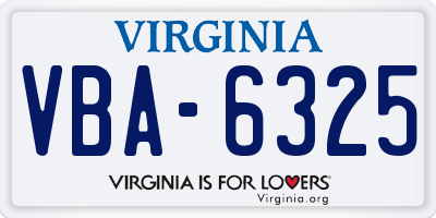 VA license plate VBA6325