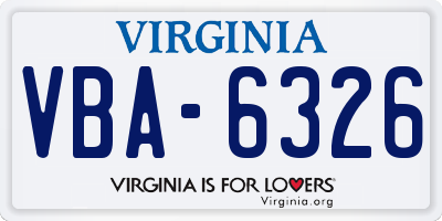 VA license plate VBA6326