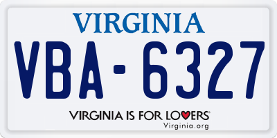 VA license plate VBA6327