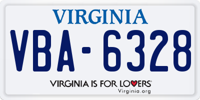 VA license plate VBA6328