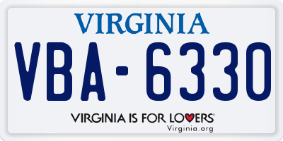 VA license plate VBA6330