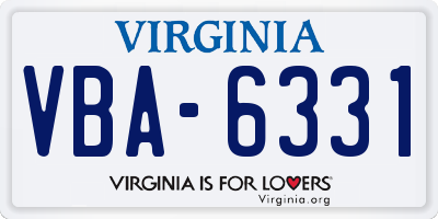VA license plate VBA6331