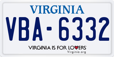 VA license plate VBA6332