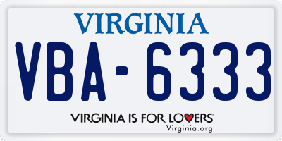 VA license plate VBA6333