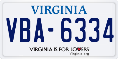 VA license plate VBA6334