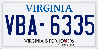 VA license plate VBA6335