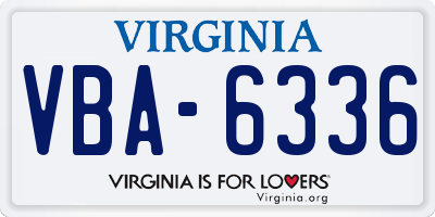 VA license plate VBA6336