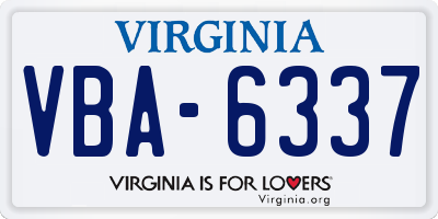 VA license plate VBA6337
