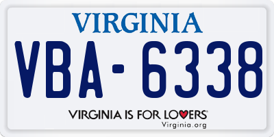 VA license plate VBA6338