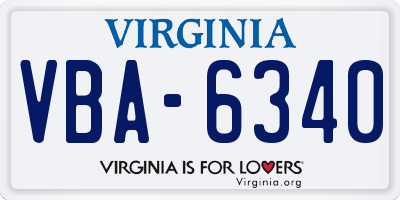 VA license plate VBA6340