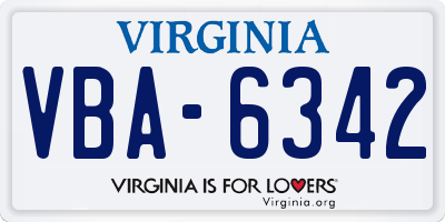 VA license plate VBA6342