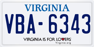 VA license plate VBA6343