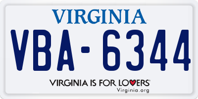 VA license plate VBA6344