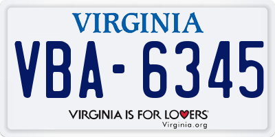 VA license plate VBA6345