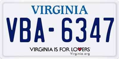 VA license plate VBA6347