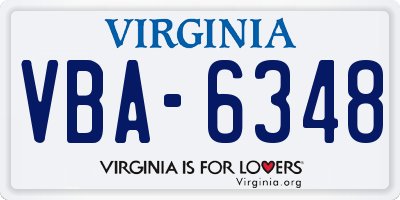 VA license plate VBA6348