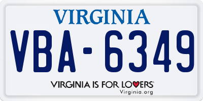 VA license plate VBA6349
