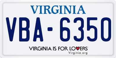 VA license plate VBA6350