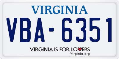 VA license plate VBA6351
