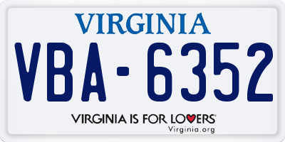 VA license plate VBA6352