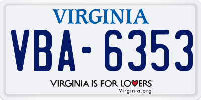 VA license plate VBA6353