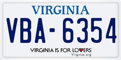VA license plate VBA6354