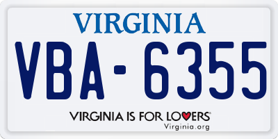 VA license plate VBA6355