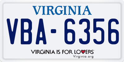 VA license plate VBA6356