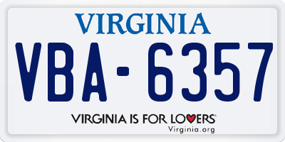 VA license plate VBA6357