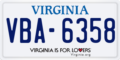 VA license plate VBA6358