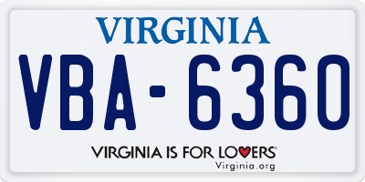 VA license plate VBA6360