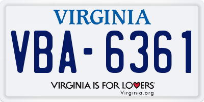 VA license plate VBA6361