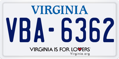 VA license plate VBA6362