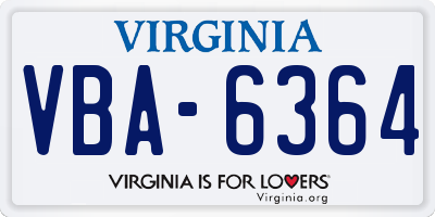 VA license plate VBA6364