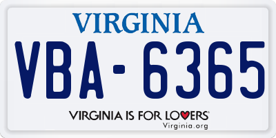 VA license plate VBA6365