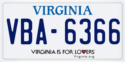 VA license plate VBA6366